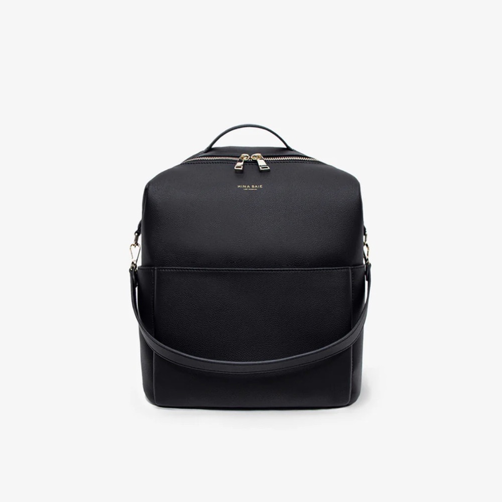 Mina Baie Women's Black Leather Backpack
